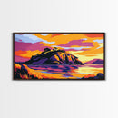 Island Sunset, Peaceful Water, Vibrant Landscape, Serene Scene, Nature Artwork, Home Office, Living Room, Canvas Print