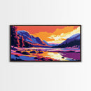 Mountain Lake, Sunset Painting, Scenic Art, Canvas Print, Vibrant Landscape, Office Wall Art, Nature Lover Gift, Adventure Decor