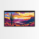 Cactus Sunset, Desert Scene, Southwest Wall Art, Framed Canvas Print, Vibrant Landscape, Boho Decor, Arizona Gift, Warm Tones