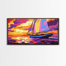 Sailboat Sunset, Ocean Serenity, Nautical Decor, Canvas Print, Coastal Wall Art, Sailing Gift, Vibrant Seascape, Relaxing Atmosphere