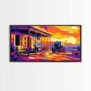 Western Porch, Sunset, Cowboy, Framed Canvas Print, Rustic Wall Art, Old West Scene, Country Home Decor, Warm Tones, Living Room Art