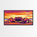 Crab, Beach, Sunset, Framed Canvas Print, Coastal Kitchen Decor, Nautical Wall Art, Ocean Lover Gift, Vibrant Colors, Dining Room Art