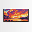 River Sunset, Majestic Cliffs, Mountain Landscape, Nature Art, Canvas Print, Office Decor, Wild Beauty, Tranquil Home Accent