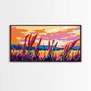 Wheat Field, Golden Sunset, Autumn Landscape, Rustic Nature Art, Framed Canvas Print, Farmhouse Decor, Warm Home Accent, Country Living