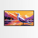 Seagull View, Mountain Lake, Tranquil Waters, Nature Wall Art, Canvas Print, Office Decor, Birdwatching Beauty, Serene Escape