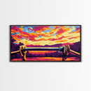 Sunset Horizon, Scenic Nature Art, Vibrant Landscape Painting, Golden Sky Decor, Framed Canvas Print, Office Wall Art, Modern Home Design