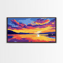 Serene Lake, Sunset Reflection, Vibrant Waters, Nature Art, Framed Canvas Print, Peaceful Wall Art, Living Room Decor, Relaxing Gift