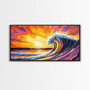 Ocean Wave, Surreal Seascape, Vibrant Water, Beach Wall Art, Framed Canvas Print, Coastal Home Decor, Living Room Art, Surfer Gift