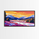 River Winter, Snowy Forest, Framed Canvas Print, Cozy Cabin Art, Winter Wonderland Decor, Nature Wall Art, Living Room Wall Art