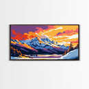 Fiery Sky Over River, Bold Sunset Wall Art, Colorful Nature Print, Dramatic Cloudscape Painting, Framed Canvas Print, Office Wall Decor