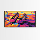 Cliffside Sunset, Bold Landscape Art, Vibrant Nature Print, Colorful Canyon Painting, Dramatic Wall Decor, Framed Canvas Print