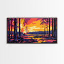 Forest Sunset, Tranquil Woodland Scene, Warm Autumn Landscape, Nature Wall Art, Framed Canvas Print, Cabin Decor, Rustic Home Design
