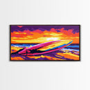 Ocean Waves, Sunset Art, Coastal Landscape, Framed Canvas Print, Beach Wall Art, Tropical Decor, Summer Aesthetic, Living Room Art
