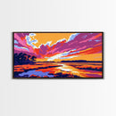 Woman Swimming, Vibrant Sunset, Relaxing Beach Art, Canvas Print, Boho Coastal Decor, Summer Wall Art, Bedroom Aesthetic, Minimalist Style