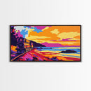 Golden Hills, Sunset Landscape, Autumn Nature, Living Room Wall Art, Vibrant Boho Decor, Framed Canvas Print, Modern Art