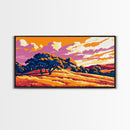 Forest View, Mountain Sunset, Vibrant Wilderness, Nature Wall Art, Cabin Wall Decor, Framed Canvas Print, Rustic Autumn Art