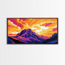 Serene Mountain, Lake Reflection, Autumn Colors, Framed Canvas Print, Modern Nature Art, Living Room Wall Decor, Sunset Painting