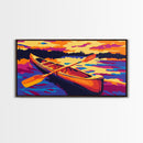 Canoe Oars, Sunset, Framed Canvas Print, Wall Art, Adventure Theme, Rustic Home, Cabin Decor, Outdoor Lovers, Nature Scene