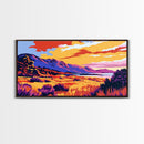 Mountain Meadow, Colorful Nature Art, Vibrant Landscape Print, Sunset Field Scene, Canvas Print, Bedroom Wall Art, Cozy Home Decor