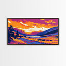 Mountain Sunset, Scenic Wall Art, Framed Canvas Print, Rustic Home Decor, Cabin Landscape Art, Nature Lover Gift, Boho Art