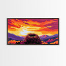 Bird Nest, Vibrant Sky Art, Nature Landscape, Sunset Glow, Warm Home Decor, Framed Canvas Print, Rustic Wall Art, Living Room Accent