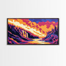 Waterfall Scene, Sunset Painting, Wilderness Landscape, Framed Canvas Print, Nature Wall Art, Rustic Decor, Cabin Art, Forest Artwork