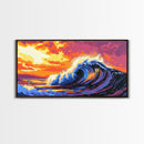 Ocean Wave, Surf Art, Beach Wall Decor, Canvas Print, Nautical Painting, Vibrant Seascape, Coastal Home Art, Colorful Surfing Scene