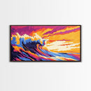 Ocean Wave, Vibrant Seascape, Surf Art, Coastal Home Decor, Bold Wave Print, Framed Canvas Print, Beach Wall Art, Nautical Decor