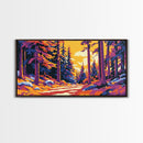 Autumn Forest, Sunset Glow, Pathway Scene, Canvas Print, Cozy Home Decor, Living Room Art, Woodland Painting, Vibrant Fall Landscape