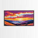 Sunset Valley, Rolling Hills, Canvas Print, Boho Wall Art, Living Room Decor, Nature Scene, Vibrant Earth Tones, Rustic Style