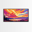 Vibrant Sky Over Water, Framed Canvas Print, Colorful Sunset Art, Bold Nature Painting, Modern Landscape, Living Room Wall Art