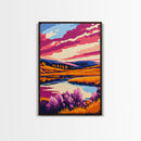 Autumn Lake Art, Vibrant Landscape Painting, Colorful Nature Canvas Print, Rustic Cabin Wall Decor, Boho Home Art, Living Room Wall Art