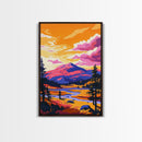 Mountain River, Sunset, Canvas Print, Autumn Forest Art, Nature Landscape, Rustic Cabin Wall Art, Wilderness Painting, Boho Decor