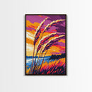 Sunset Field, Tall Grass, Vibrant Sky, Bold Colors, Framed Canvas Print, Modern Farmhouse Art, Living Room Wall Art, Autumn Landscape
