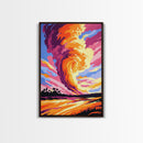 Fiery Clouds, Dramatic Sky, Sunset Storm, Nature Art, Framed Canvas Print, Living Room Decor, Unique Wall Art, Landscape Painting