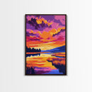 Sunset Reflection, Vibrant Nature Art, Autumn Landscape, Scenic Wall Decor, Framed Canvas Print, Living Room Wall Art, Boho Art
