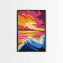 Ocean Waves, Sunset at Sea, Bold Seascape, Vibrant Water Art, Canvas Print, Nautical Home Decor, Beach House Wall Art, Coastal Style