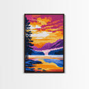 Mountain Lake, Sunset View, Serene Landscape, Canvas Print, Peaceful Wall Art, Nature Painting, Living Room Decor, Wilderness Escape