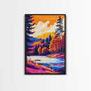 Mountain Lake, Autumn Trees, Scenic Landscape, Canvas Print, Cabin Wall Art, Nature Inspired Home Decor, Fall Colors, Modern Rustic Art