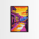 Frontier Town, Old West, Rustic Scene, Framed Canvas Print, Country Wall Art, Western Home Decor, Sunset Street Painting, Historical Art