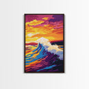 Ocean Wave, Sunset Surf, Vibrant Coastal, Beach Art, Wall Decor, Nautical Theme, Living Room, Canvas Print, Bold Colors, Surf Art