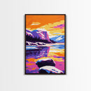 Mountain Lake, Sunset Reflection, Nature Landscape, Vibrant Colors, Adventure Wall Art, Home Decor, Bedroom, Canvas Print, Scenic View