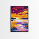 Serene Sunset, Tranquil Water, Vibrant Sky, Nature Wall Art, Canvas Print, Peaceful Lake, Bedroom Decor, Abstract Landscape