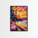 Walking Alone, Autumn Forest, Sunset Hues, Reflective Scene, Canvas Print, Cozy Cabin Art, Rustic Home Decor, Nature Inspired
