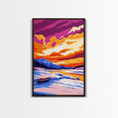 Snowy Lake, Cold Serenity, Vibrant Sky, Wilderness Escape, Canvas Print, Cozy Home Wall Art, Winter Cabin Decor, Nature Inspired