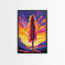 Sacred Feather, Spiritual Symbol, Sunset Backdrop, Native Inspired, Canvas Print, Unique Wall Art, Meaningful Decor, Boho Style