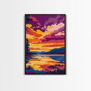 Golden Sunset, Reflective Waters, Moody Sky, Nature Tranquility, Canvas Print, Living Room Wall Art, Vibrant Home Decor, Modern