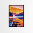 Mountain Serenity, Forest River Painting, Vibrant Landscape Art, Framed Canvas Print, Cabin Wall Decor, Outdoor Inspired Art, Rustic Style