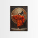 Zen Monk Art, Framed Canvas Print, Spiritual Wall Art, Taoism Decor, Sacred Geometry, Meditation Room, Buddhist Artwork, Asian Aesthetic