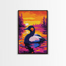 Grebe, Lake, Sunset, Bird, Framed Canvas Print, Wildlife Wall Art, Nature Scene, Vibrant Colors, Cozy Cabin Wall Decor